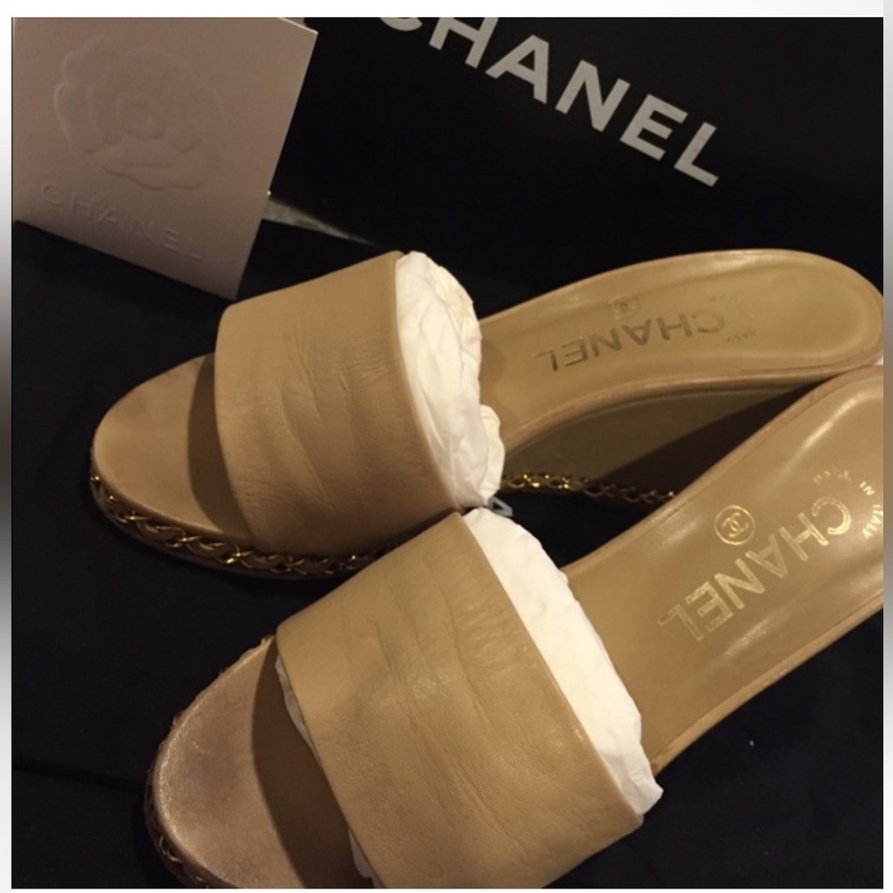CHANEL Women's Beige Slide Sandals
